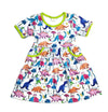 Birthday Dino Short Sleeve Pocket Milk Silk Dress - Great Lakes Kids Apparel LLC