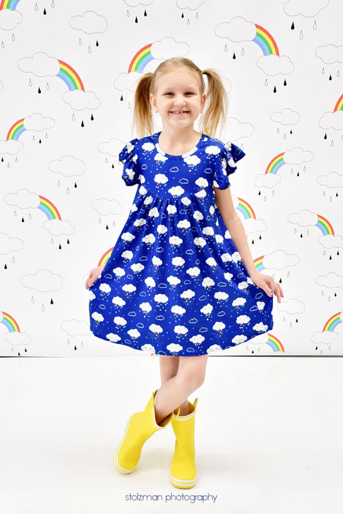 Rainbow Showers Milk Silk Flutter Dress - Great Lakes Kids Apparel LLC