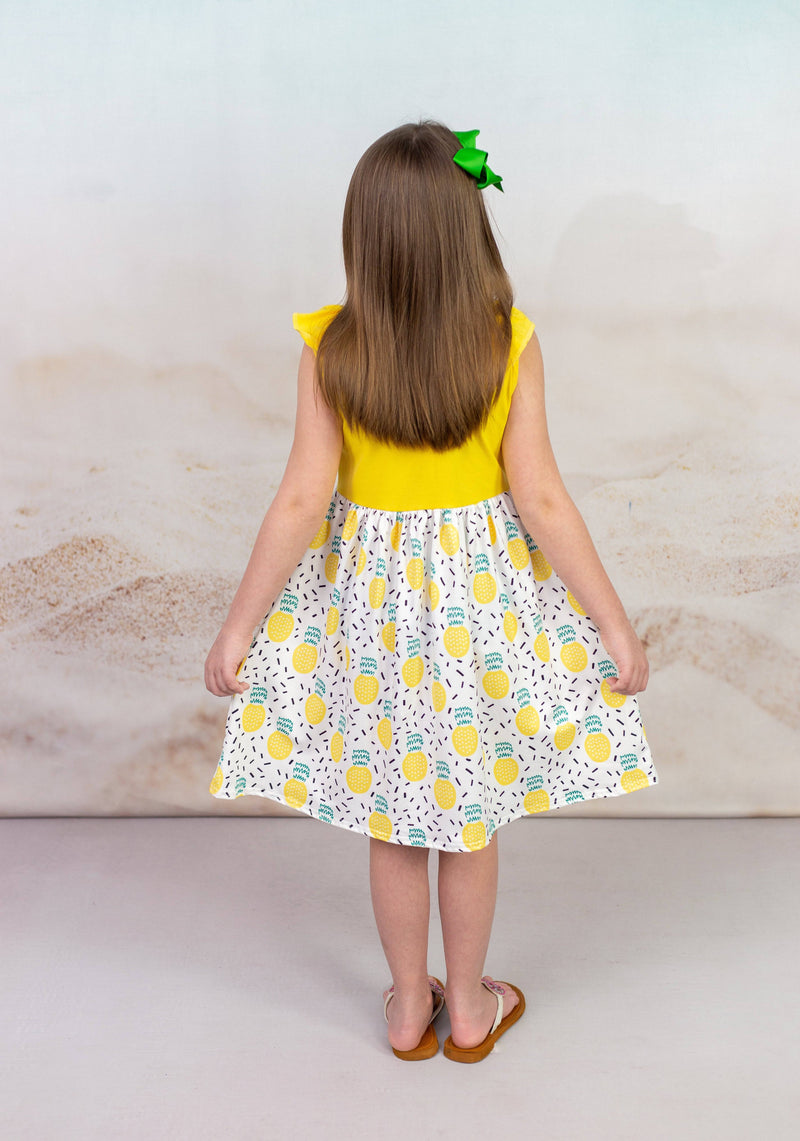 Pineapple Ruffle Tank Milk Silk Dress - Great Lakes Kids Apparel LLC