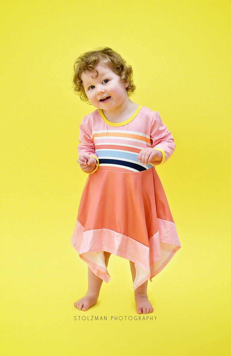 Just Peachy Long Sleeve Milk Silk Dress - Great Lakes Kids Apparel LLC