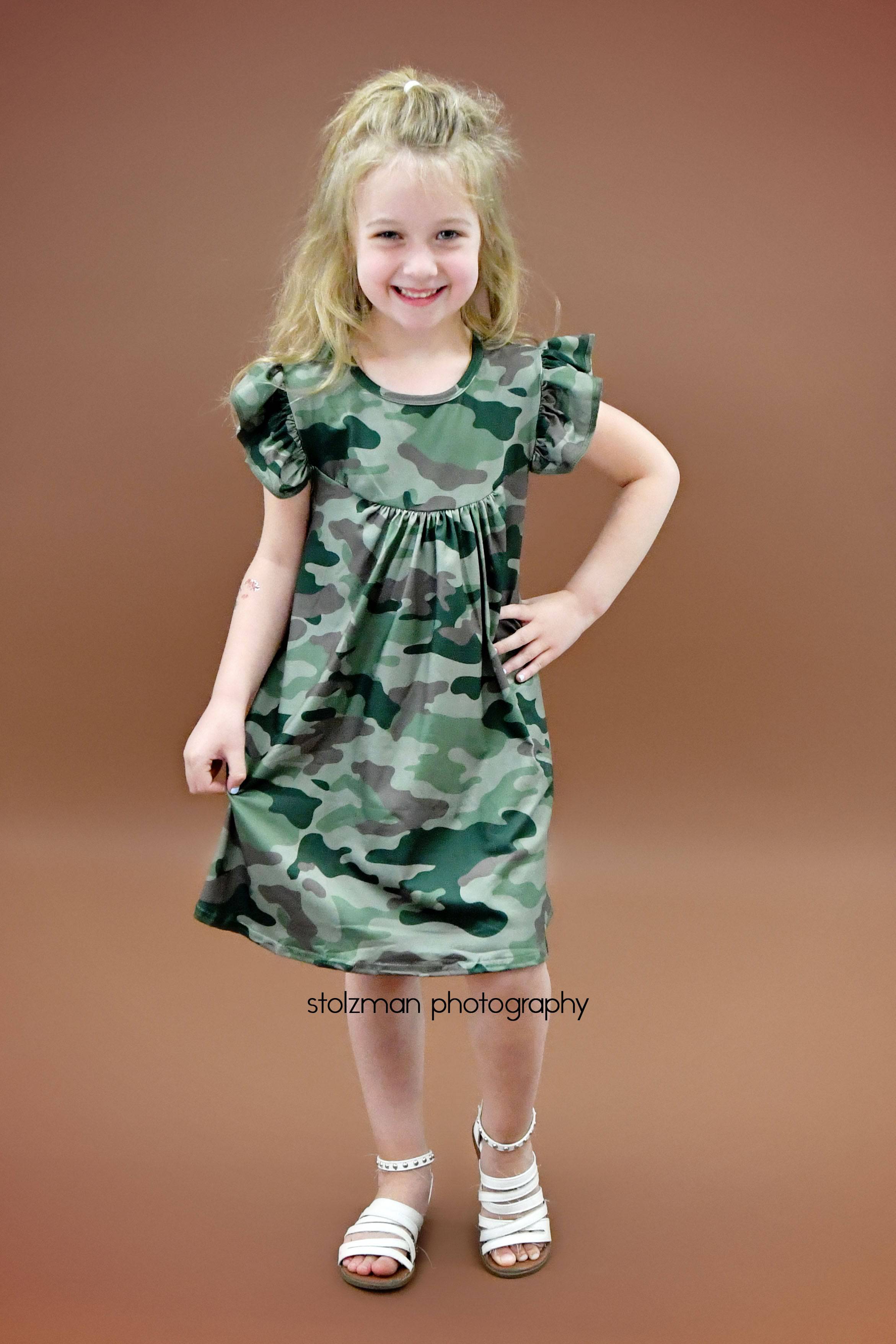 Camo Flutter Milk Silk Dress 2T Camo Flutter Milk Silk Dress 2T