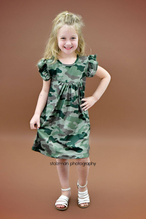 Camo Flutter Milk Silk Dress - Great Lakes Kids Apparel LLC