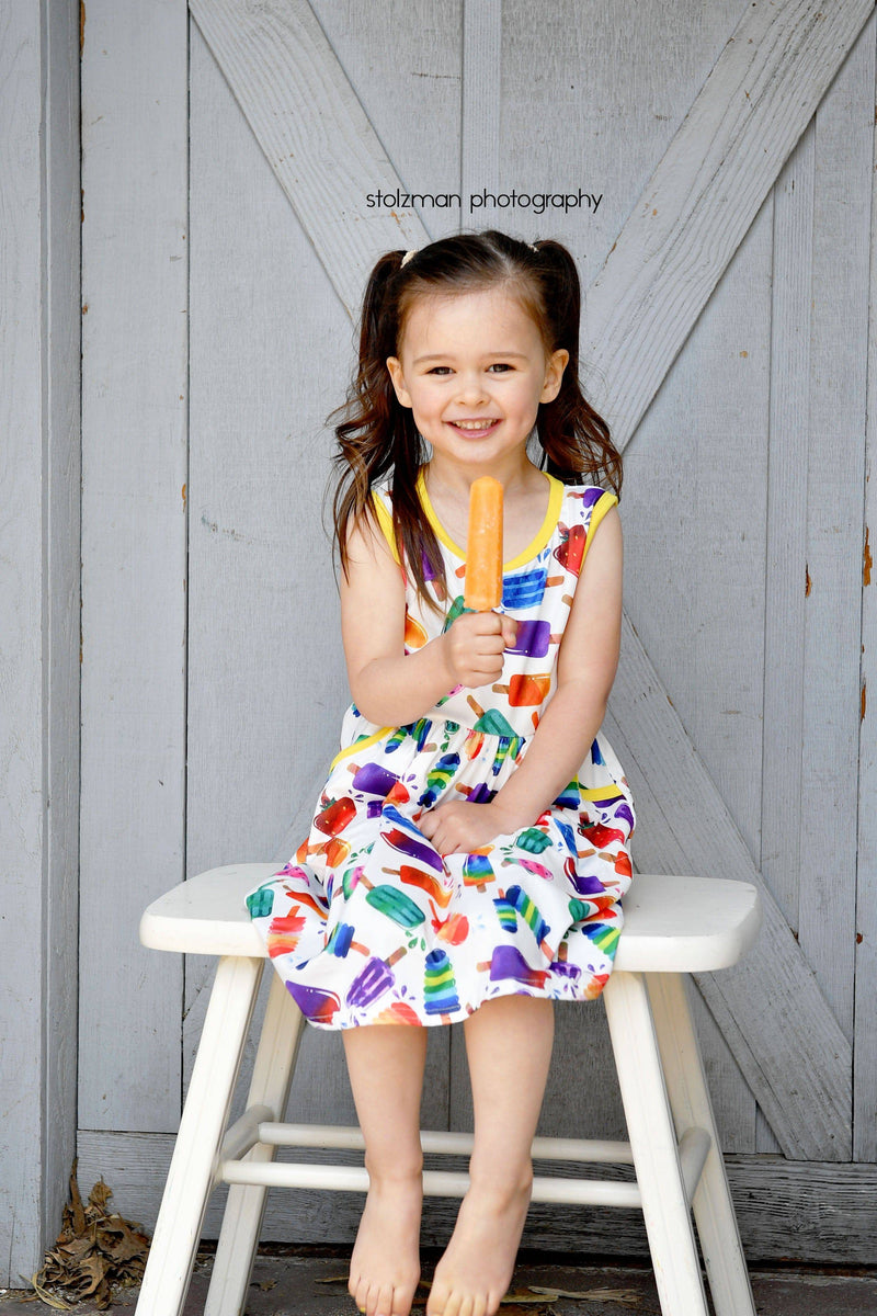 Popsicle Aubrey Pocket Tank Milk Silk Dress - Great Lakes Kids Apparel LLC