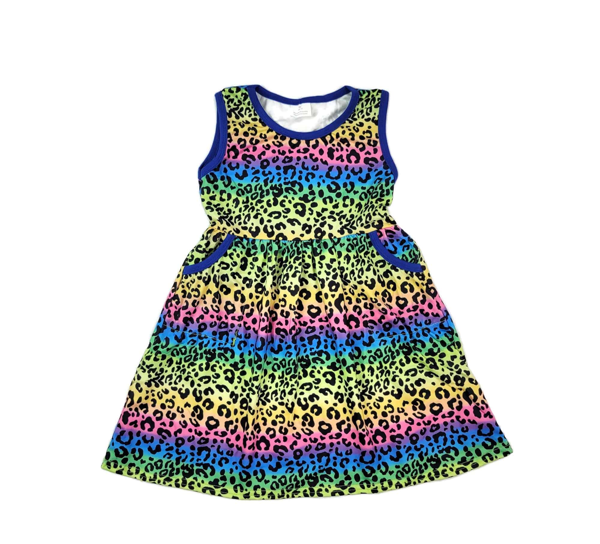 Neon Leopard Pocket Milk Silk Tank Dress Great Lakes Kids Apparel LLC Neon Leopard Pocket Milk Silk Tank Dress Great Lakes Kids Apparel LLC