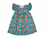 Green Tropical Floral Milk Silk Flutter Dress - Great Lakes Kids Apparel LLC
