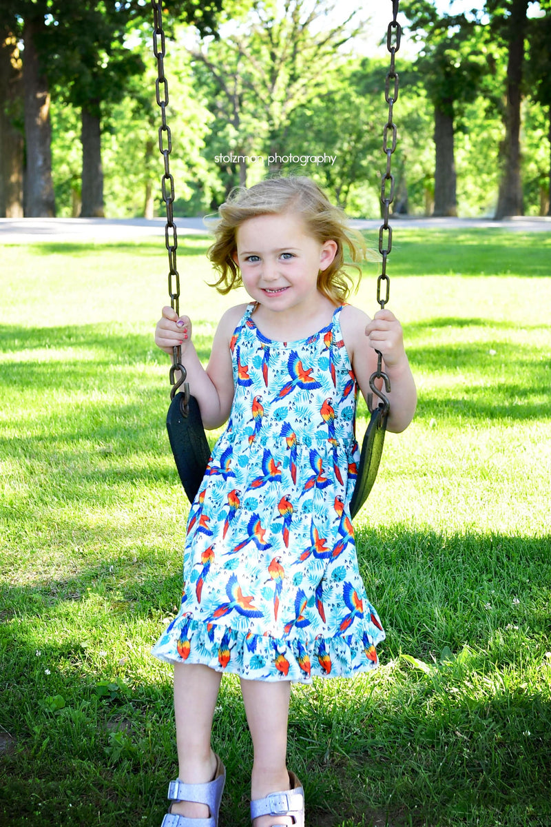 Parrot Spaghetti Strap Milk Silk Tank Dress - Great Lakes Kids Apparel LLC