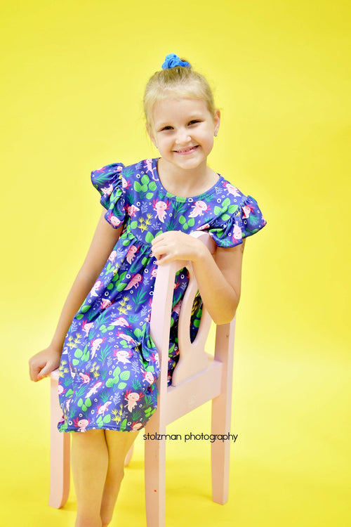 Axolotl Milk Silk Flutter Dress - Great Lakes Kids Apparel LLC