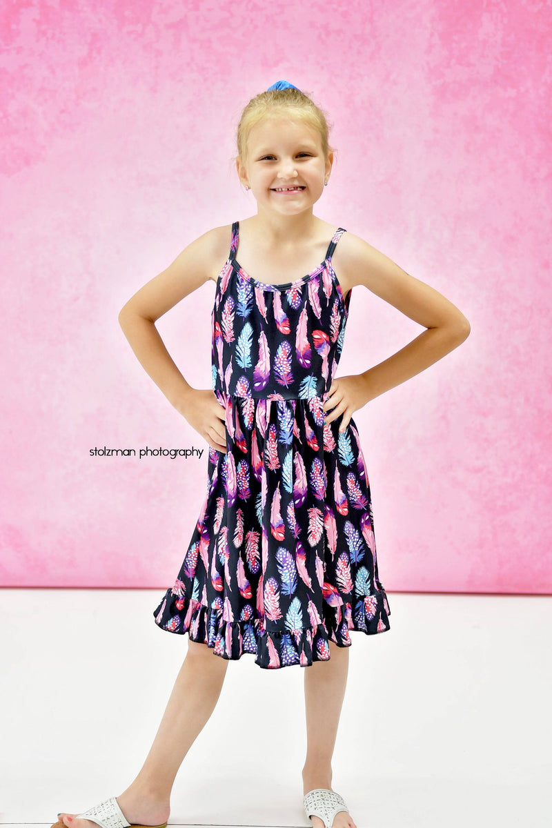 Feather Milk Silk Tank Dress - Great Lakes Kids Apparel LLC