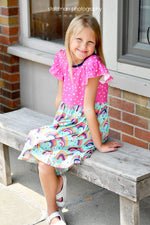 Rainbow Long Flutter Milk Silk Dress - Great Lakes Kids Apparel LLC