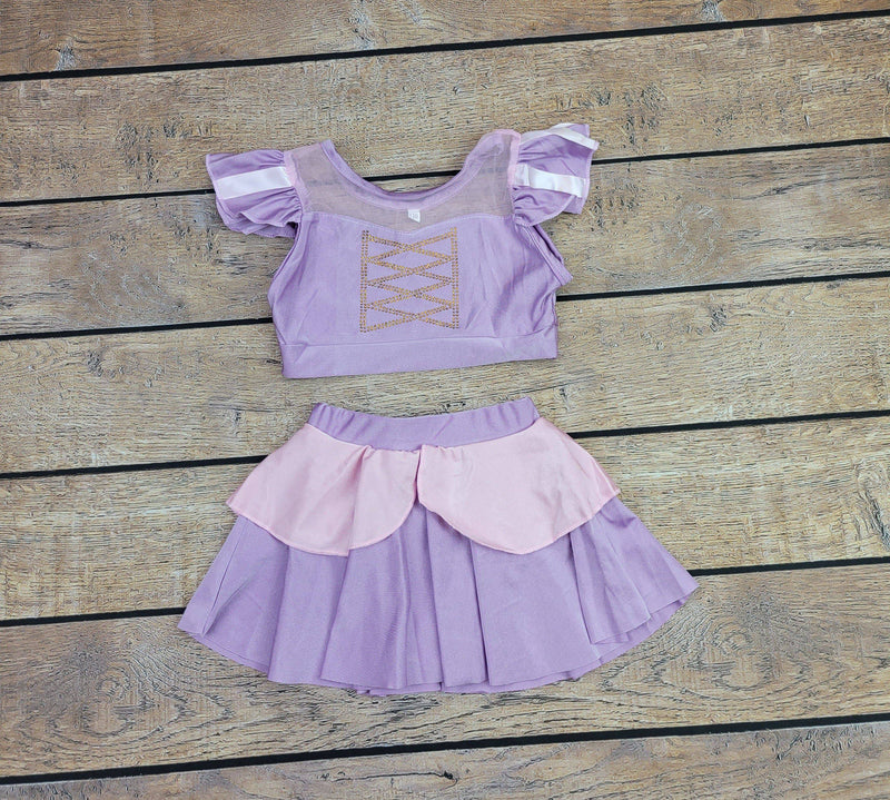 Long Haired Princess Inspired 2 Piece Swimsuit - Great Lakes Kids Apparel LLC