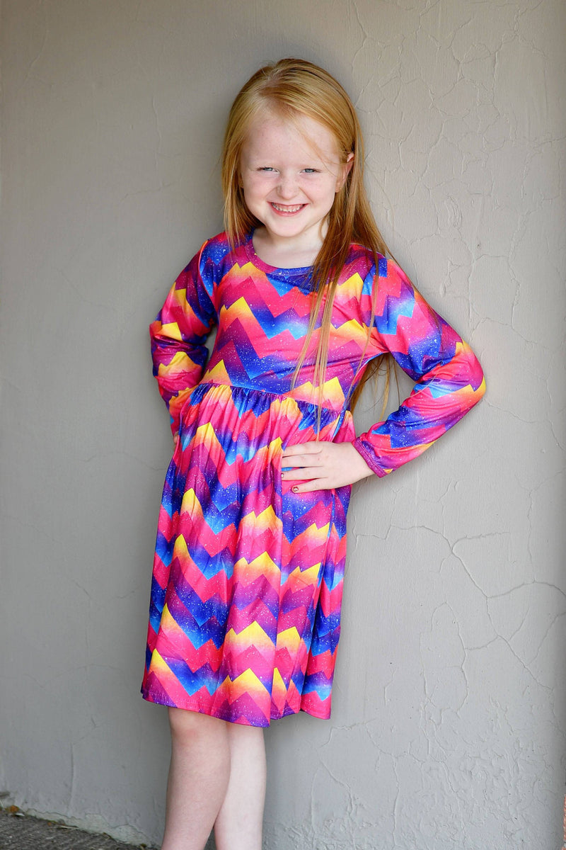 Move Mountains Long Sleeve Milk Silk Dress - Great Lakes Kids Apparel LLC