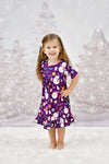 Christmas Fun Short Sleeve Purple Nightgown - Great Lakes Kids Apparel LLC