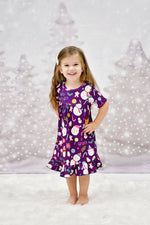 Christmas Fun Short Sleeve Purple Nightgown - Great Lakes Kids Apparel LLC