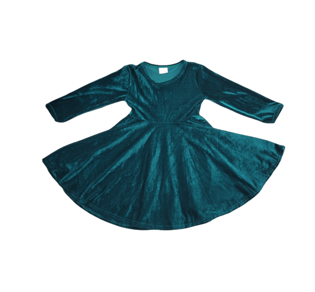 Green Velvet Long Sleeve Twirl Dress - Great Lakes Kids Apparel LLC