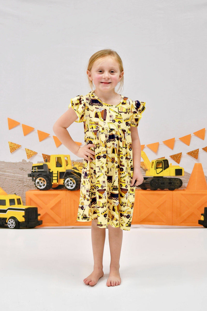 Construction Milk Silk Flutter Dress - Great Lakes Kids Apparel LLC