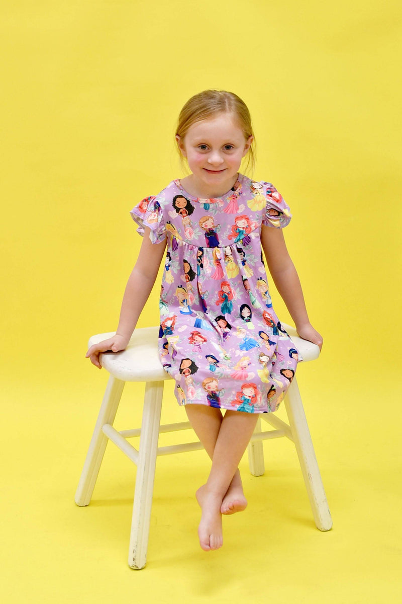 Floral Princess Milk Silk Flutter Dress - Great Lakes Kids Apparel LLC