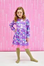 Love Letters Long Sleeve Ruffle Milk Silk Dress - Great Lakes Kids Apparel LLC