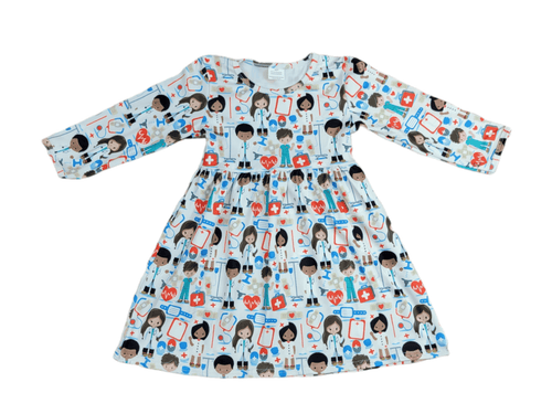 Medical Professionals Long Sleeve Milk Silk Dress - Great Lakes Kids Apparel LLC