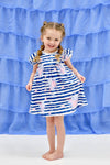 Pale Blue Stripe Floral Milk Silk Flutter Dress - Great Lakes Kids Apparel LLC