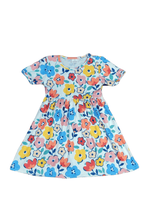 Vibrant Floral Short Sleeve Milk Silk Dress - Great Lakes Kids Apparel LLC