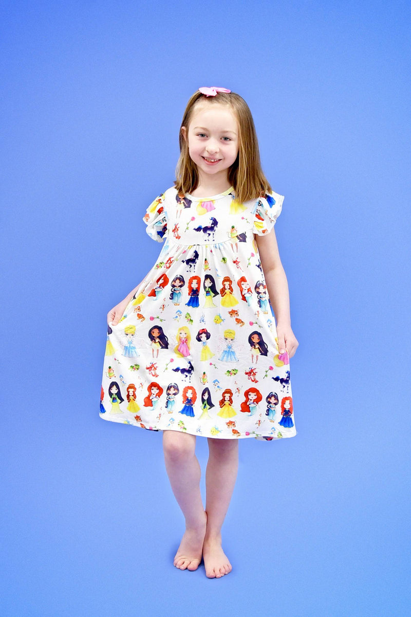 Princess and Friends Milk Silk Flutter Dress - Great Lakes Kids Apparel LLC