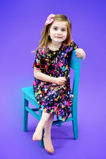 Paint Splatter Short Sleeve Milk Silk Dress - Great Lakes Kids Apparel LLC