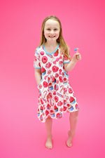 Candy Short Sleeve Pocket Milk Silk Dress - Great Lakes Kids Apparel LLC
