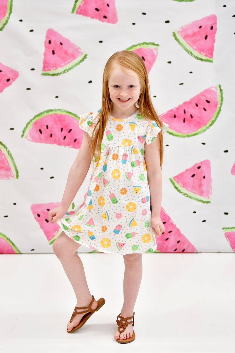 Fruit and Popsicles Milk Silk Flutter Dress - Great Lakes Kids Apparel LLC