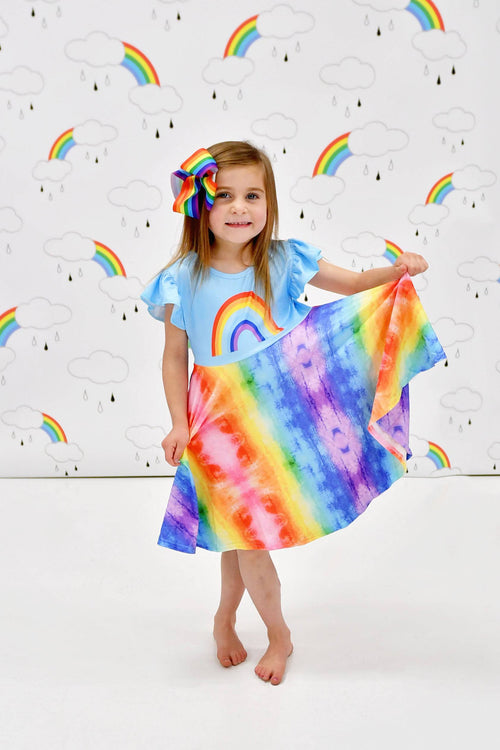 Rainbow Flutter Milk Silk Twirl Dress - Great Lakes Kids Apparel LLC