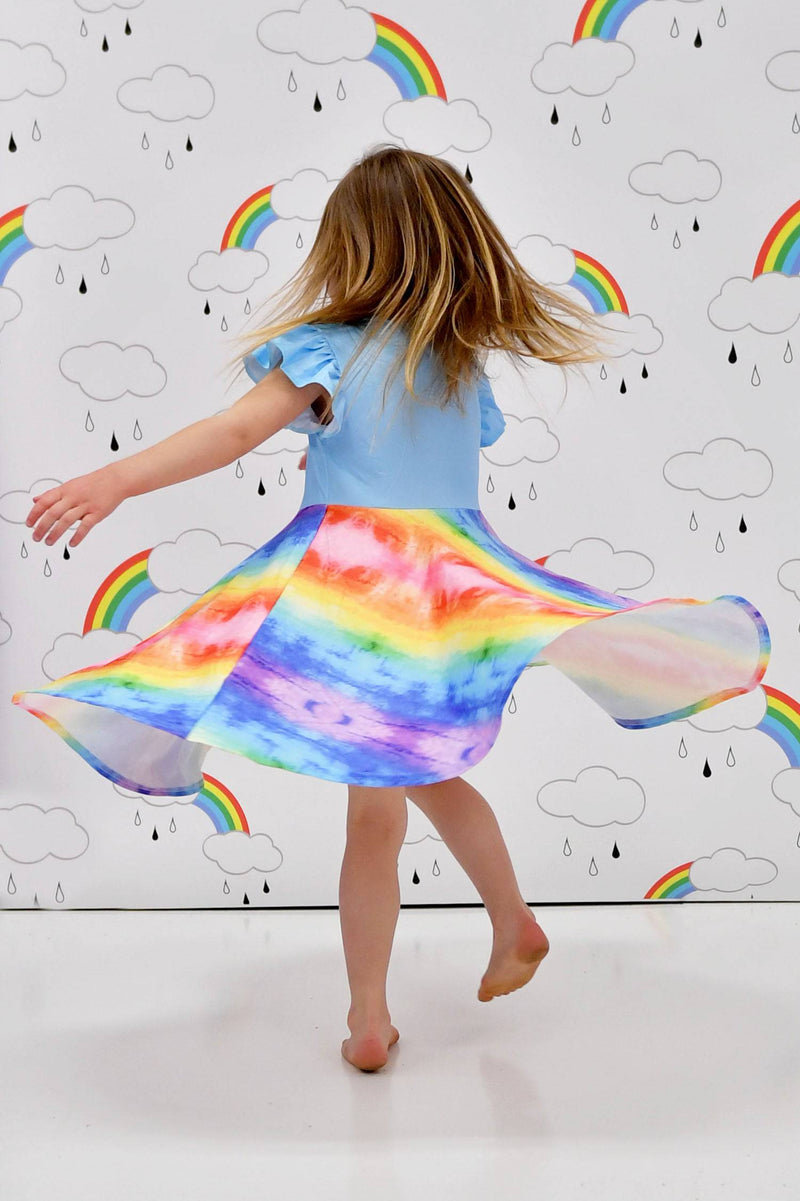 Rainbow Flutter Milk Silk Twirl Dress - Great Lakes Kids Apparel LLC
