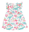 Pastel Dinosaur Milk Silk Flutter Dress - Great Lakes Kids Apparel LLC