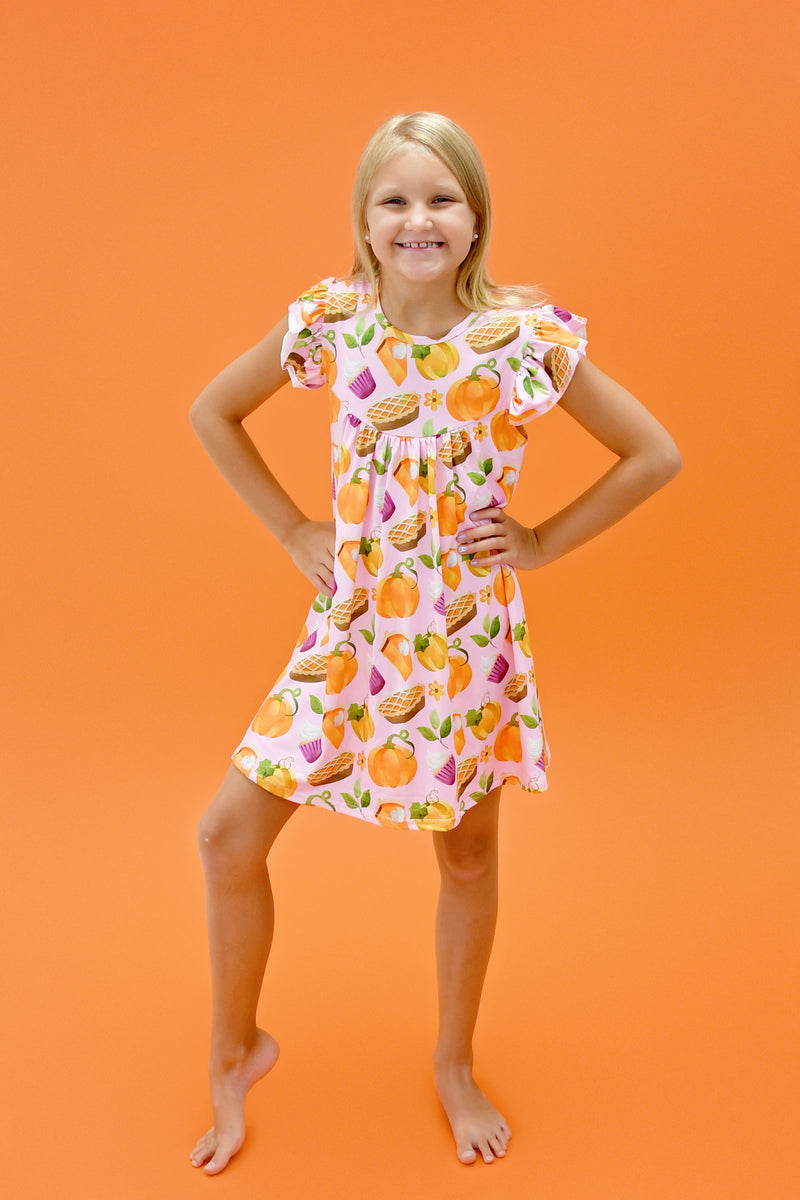 Fall Fun Milk Silk Flutter Dress - Great Lakes Kids Apparel LLC