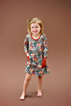 Rustic Fall Animal Long Sleeve Pocket Milk Silk Dress - Great Lakes Kids Apparel LLC