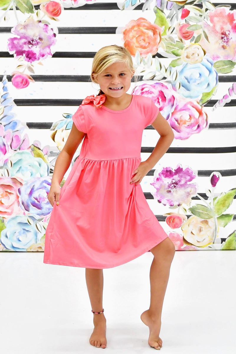 Pink Solid Cross Back Milk Silk Dress - Great Lakes Kids Apparel LLC