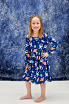 Space Long Sleeve Milk Silk Dress - Great Lakes Kids Apparel LLC