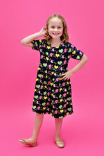 Love Hearts Short Sleeve Milk Silk Dress - Great Lakes Kids Apparel LLC