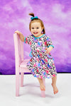 Cheetah Butterfly Short Sleeve Pocket Milk Silk Dress - Great Lakes Kids Apparel LLC