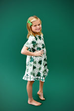 Lucky Shamrock Short Sleeve Ruffle Milk Silk Dress - Great Lakes Kids Apparel LLC