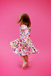 White Heart Long Sleeve Milk Silk Twirl Dress - Great Lakes Kids Apparel LLC