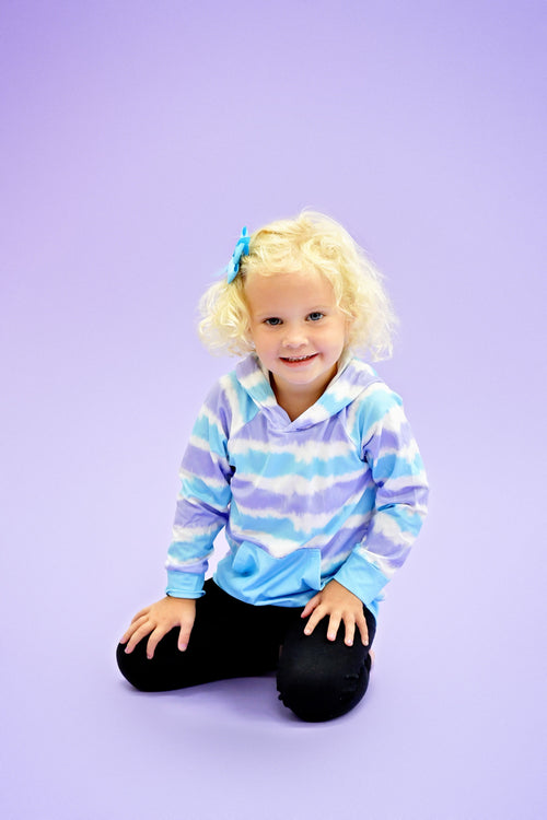 Blue and Purple Tie Dye Milk Silk Hoodie - Great Lakes Kids Apparel LLC