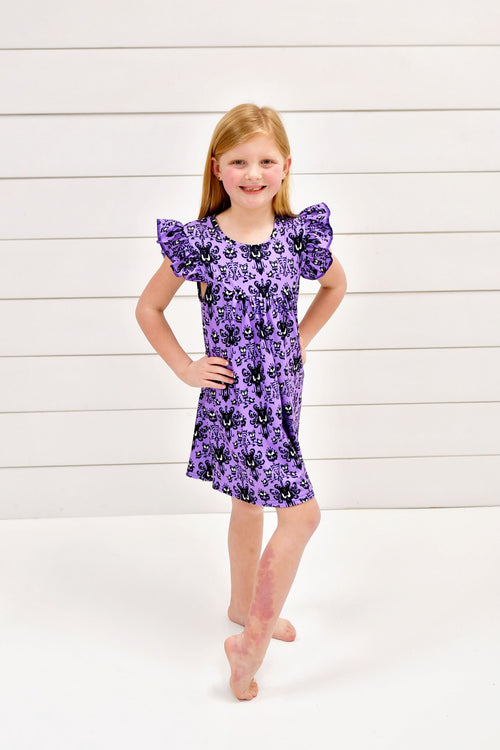 Haunted Mansion Inspired Milk Silk Flutter Dress - Great Lakes Kids Apparel LLC
