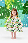 Jungle Long Sleeve Milk Silk Dress - Great Lakes Kids Apparel LLC