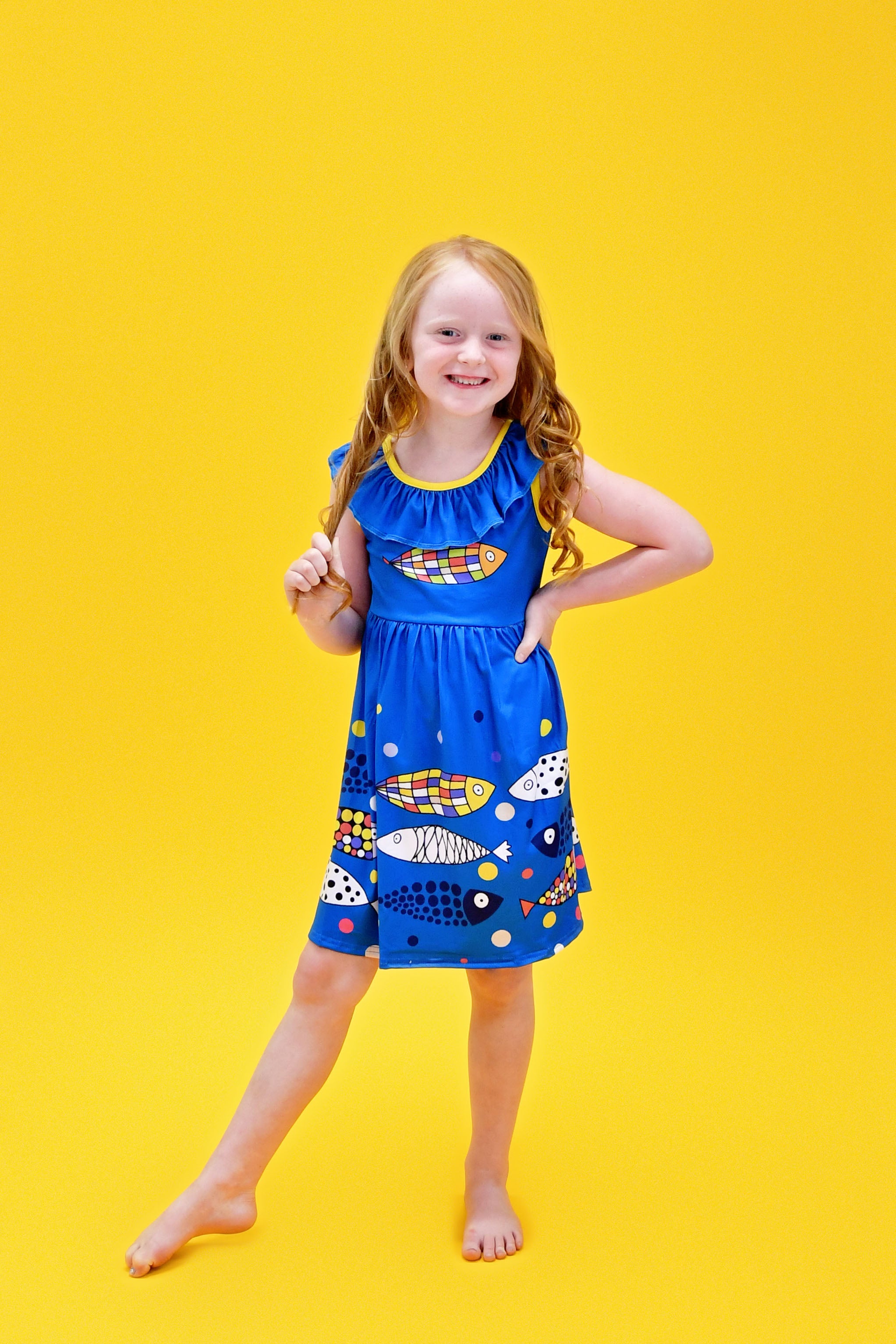 silk tank dress Abstract Fish Ruffle Milk Silk Tank Dress