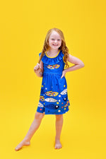 Abstract Fish Ruffle Milk Silk Tank Dress - Great Lakes Kids Apparel LLC