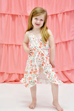 Peach Floral Milk Silk Short Romper - Great Lakes Kids Apparel LLC