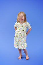 Pollinator Floral Short Sleeve Milk Silk Dress - Great Lakes Kids Apparel LLC