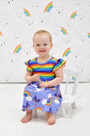 Rainbow Butterfly Long Flutter Milk Silk Dress - Great Lakes Kids Apparel LLC