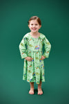 Lucky Dino Long Sleeve Milk Silk Dress - Great Lakes Kids Apparel LLC