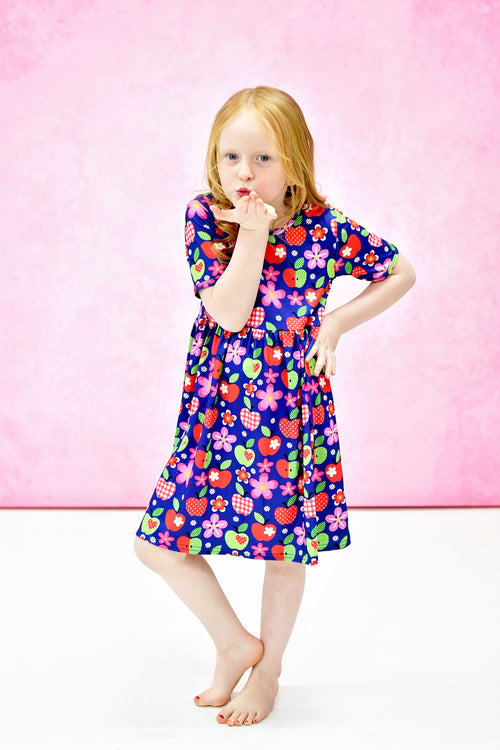 Awesome To The Core Short Sleeve Milk Silk Dress - Great Lakes Kids Apparel LLC