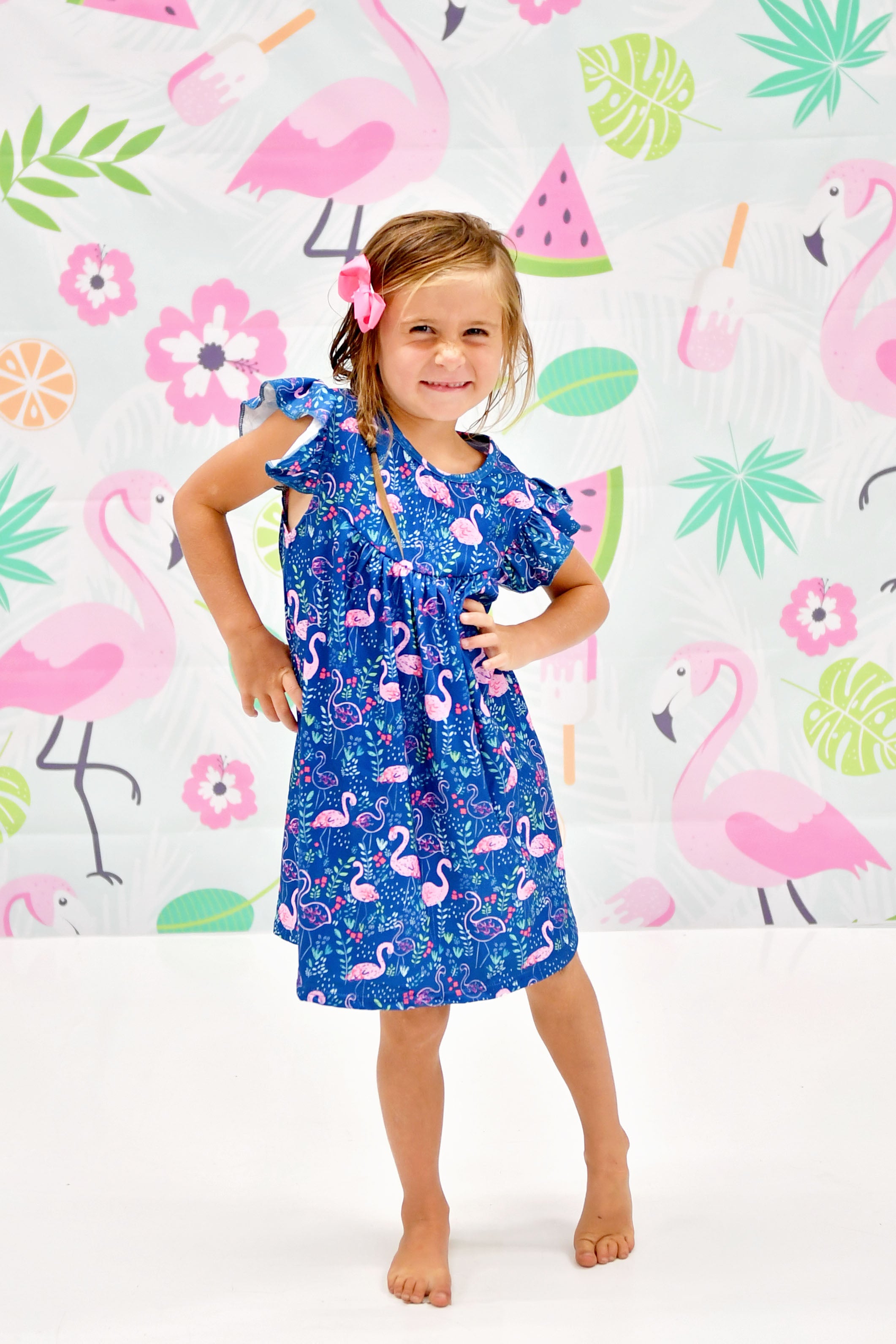 Flamingo Milk Silk Flutter Dress 7/8 Flamingo Milk Silk Flutter Dress 7/8